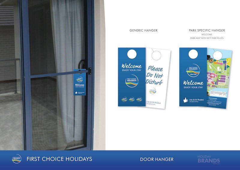 FCH Holiday Park Style Guide Door Hangers Maps Welcome Signs